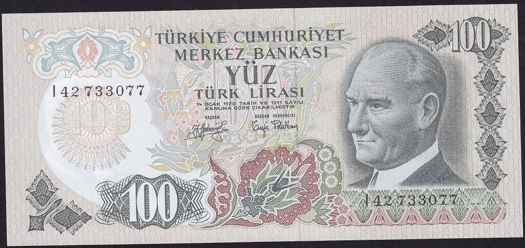6.Emisyon 2.Tertip 100 Lira I42 733077 Çil