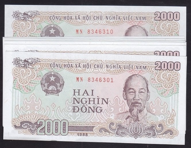 VİETNAM 2000 DONG 1988 ÇİL - 10 ADET SERİ TAKİPLİ
