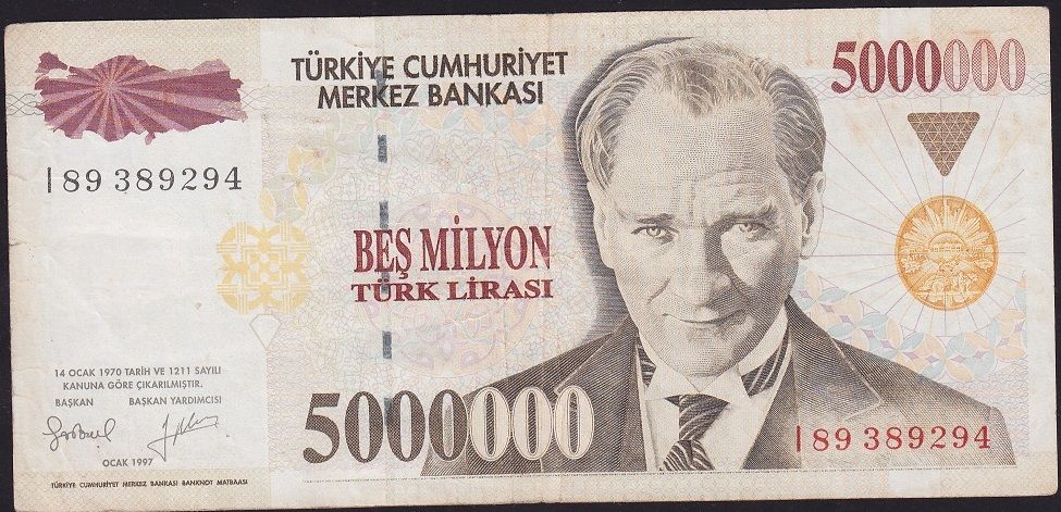 7.Emisyon 5 000 000 Lira I89 389294 Çok Temiz