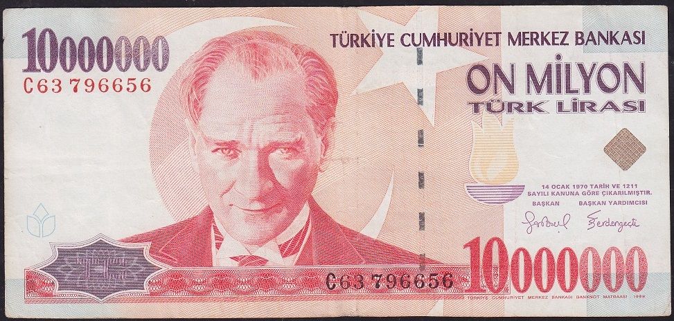 7.Emisyon 10 000 000 Lira C63 796656 Çok Temiz