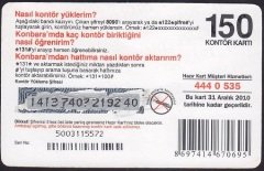 TURKCELL HAZIR KART 150 KONTÖR SKT 2010