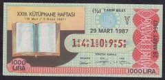 1987 29 MART YARIM BİLET Y SERİSİ