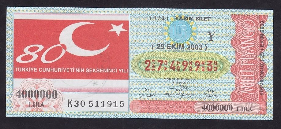 2003 29 EKİM YARIM BİLET
