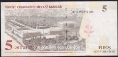 8.Emisyon 5 YTL D63 282738 Çok Temiz+