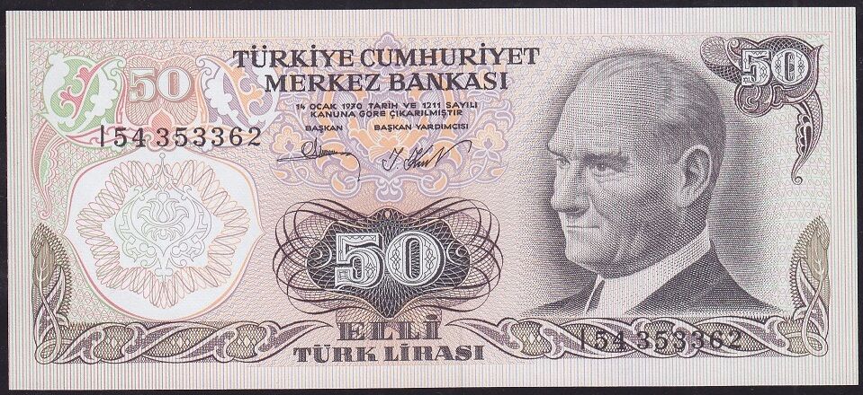 6.Emisyon 2.Tertip 50 Lira I54 353362 Çil