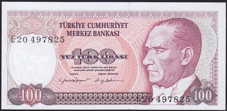 7.Emisyon 2.Tertip 100 Lira E20 497825 Çil