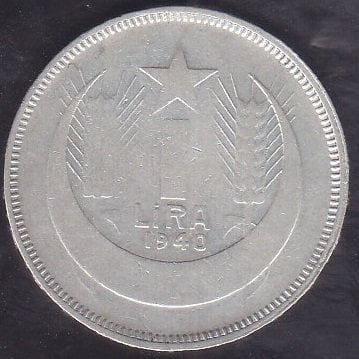 1940 Yılı 1 Lira Çok Temiz Gümüş