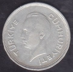 1940 Yılı 1 Lira Çok Temiz Gümüş