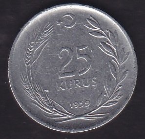 1959 YILI 25 KURUŞ ( TERS )
