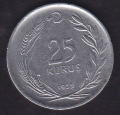 1959 YILI 25 KURUŞ ( TERS )