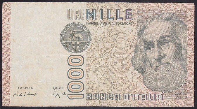 İTALYA 1000 LİRE 1982 ÇOK TEMİZ eski para alan yerler