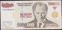 7.Emisyon 5 000 000 Lira I88 840261 Çok Temiz+