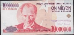 7.Emisyon 10 000 000 Lira C62 089093 Çok Çok Temiz+