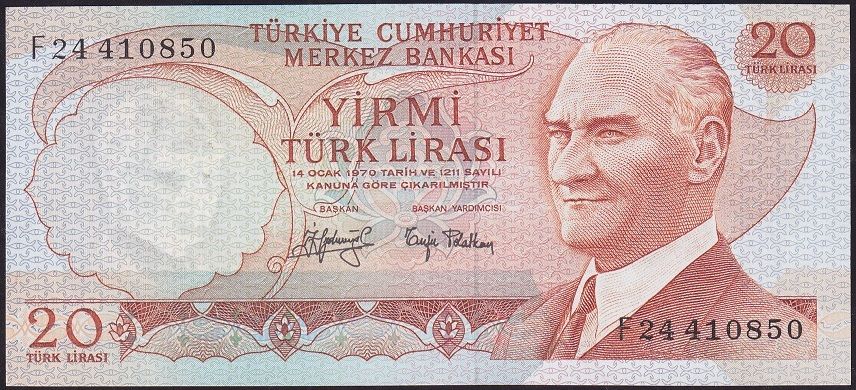 6.Emisyon 3.Tertip 20 Lira F24 410850 Çilaltı