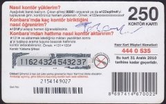TURKCELL HAZIR KART 250 KONTÖR - BİR FİYAT - SKT 2010
