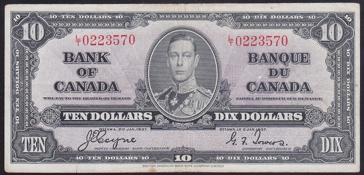 Kanada 10 Dolar 1937 Çok Çok Temiz Pick61c