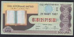 1987 29 MART ÇEYREK BİLET K SERİSİ