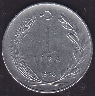 1970 Yılı 1 Lira Ters