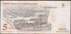8.Emisyon 5 YTL D58 450809 Çok Temiz+