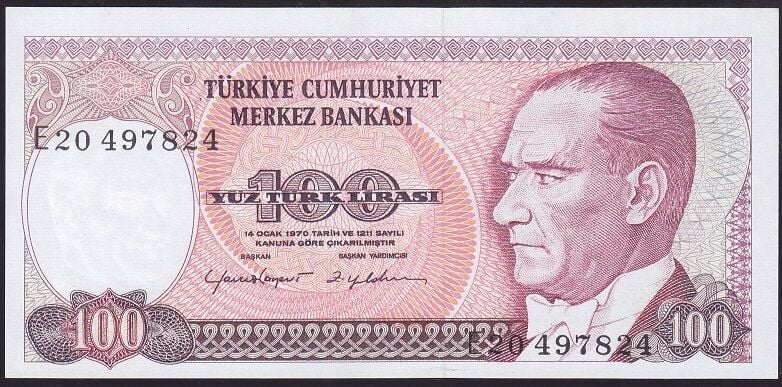 7.Emisyon 2.Tertip 100 Lira E20 497824 Çialtı Çil