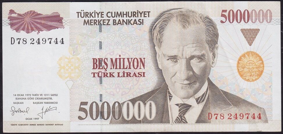 7.Emisyon 5000000 Lira D78 249744 Çok Çok Temiz+