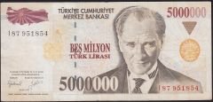 7.Emisyon 5 000 000 Lira I87 951854 Çok Temiz+
