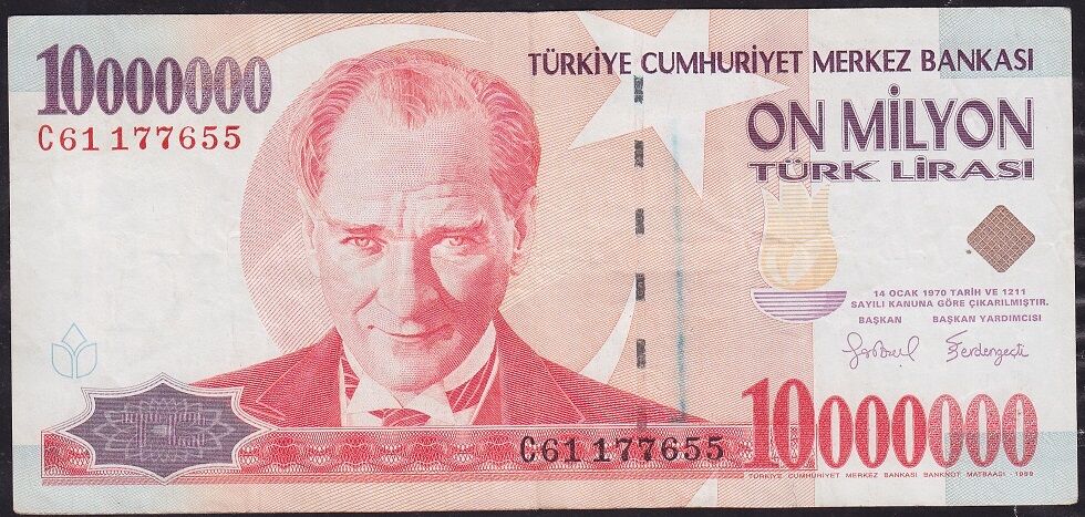 7.Emisyon 10 000 000 Lira C61 177655 Çok Temiz