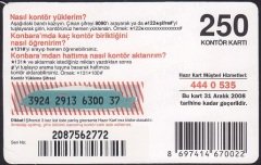 TURKCELL HAZIR KART 250 KONTÖR - KONBARA - SKT 2008