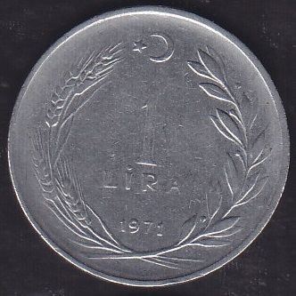 1971 Yılı 1 Lira Ters