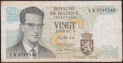 Belçika 20 Frank 1964 Çok Temiz Pick 138