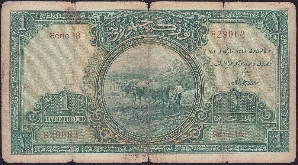 1.Emisyon 1 Lira Seri 18 829062 Temiz