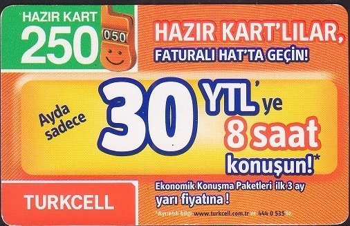 TURKCELL HAZIR KART 250 KONTÖR - SKT 2009
