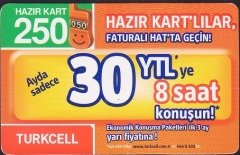 TURKCELL HAZIR KART 250 KONTÖR - SKT 2009
