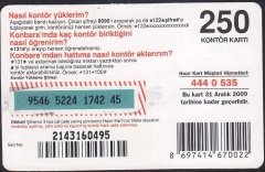 TURKCELL HAZIR KART 250 KONTÖR - SKT 2009