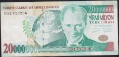 7.EMİSYON 20 000 000 LİRA H51 715206 ÇOK TEMİZ+