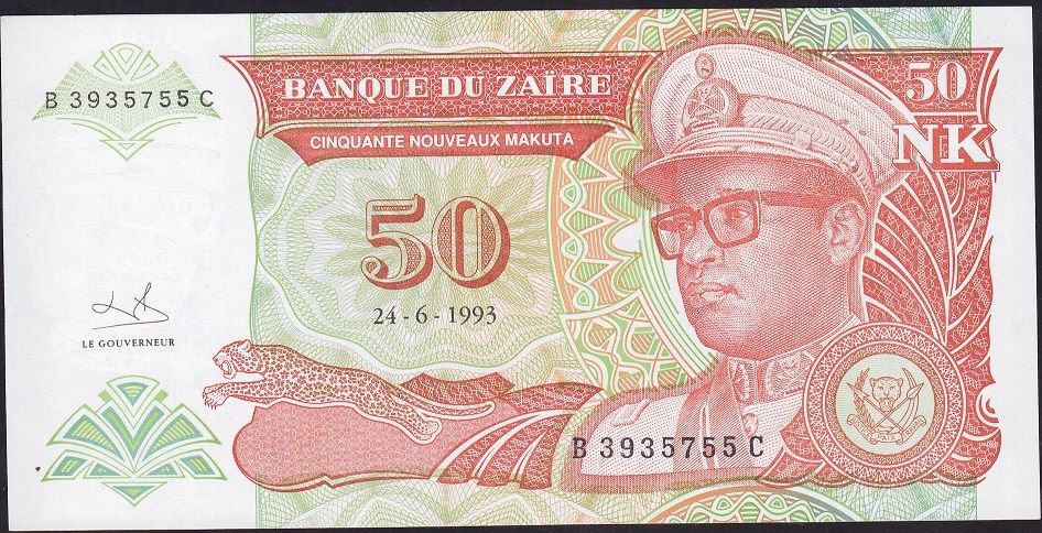 Zaire 50 Makuta 1993 Çil