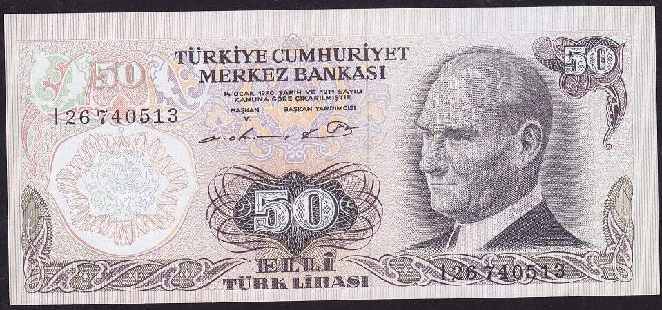 6.Emisyon 1.Tertip 50 Lira I26 740513 Çilaltı Çil