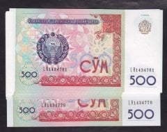 OZBEKİSTAN 500 SOM 1999 ÇİL - 10 ADET SERİ TAKİPLİ