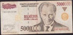 7.Emisyon 5 000 000 Lira I85 402238 Çok Temiz
