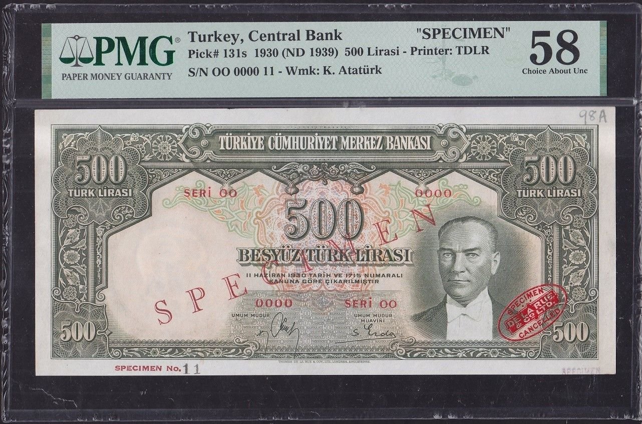 2.Emisyon 500 Lira Specimen Pmg 58 Puanlı