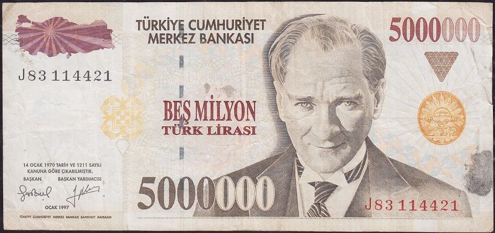 7.Emisyon 5 000 000 Lira J83 114421 Çok Temiz