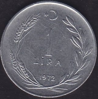 1972 Yılı 1 Lira Düz