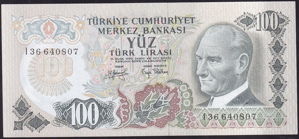 6.Emisyon 2.Tertip 100 Lira I36 640807 Çilaltı
