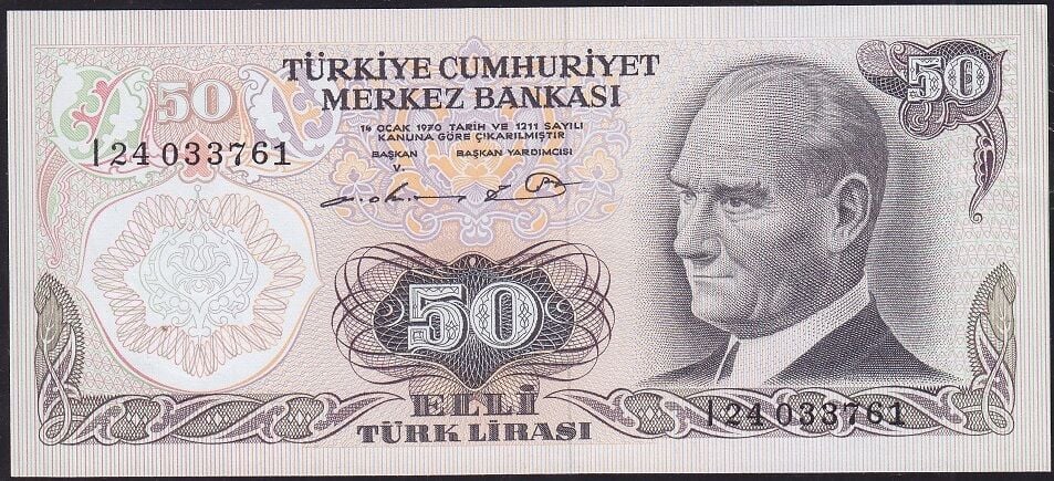 6.Emisyon 1.Tertip 50 Lira I24 033761 Çilaltı Çil