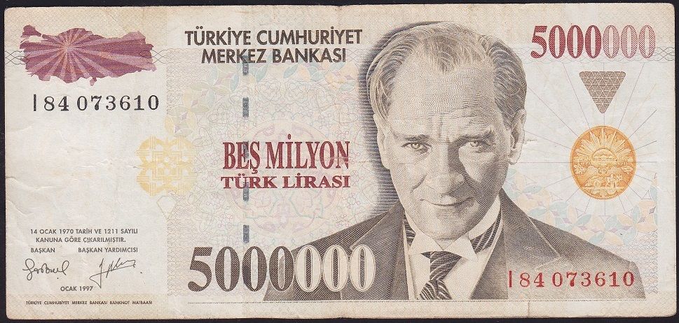 7.Emisyon 5 000 000 Lira I84 073610 Çok Temiz