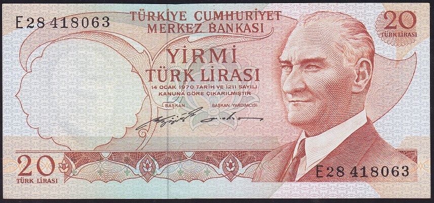 6.Emisyon 2.Tertip 20 Lira E28 418063 Çil