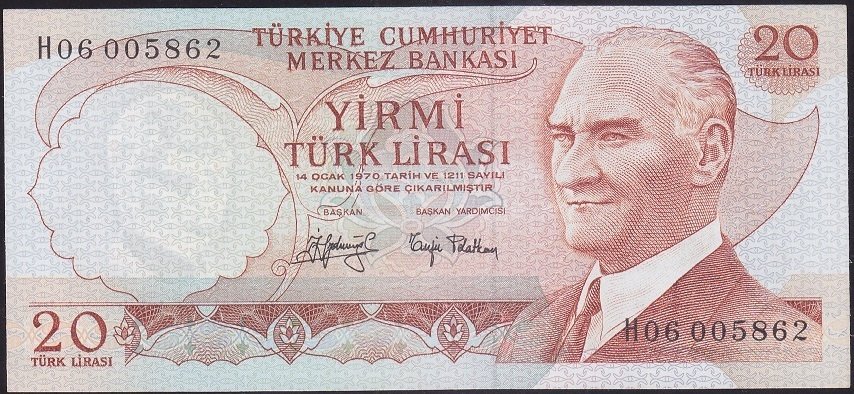 6.EMİSYON 3.TERTİP 20 LİRA H06 005862 ÇİLALTI