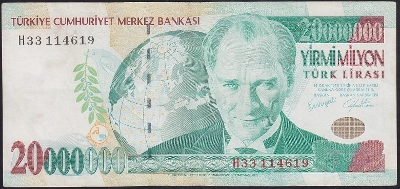 7.EMİSYON 20 000 000 LİRA H33 114619 ÇOK TEMİZ+
