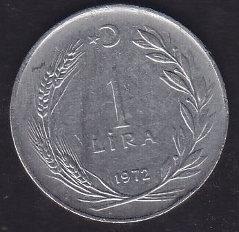 1972 Yılı 1 Lira Ters