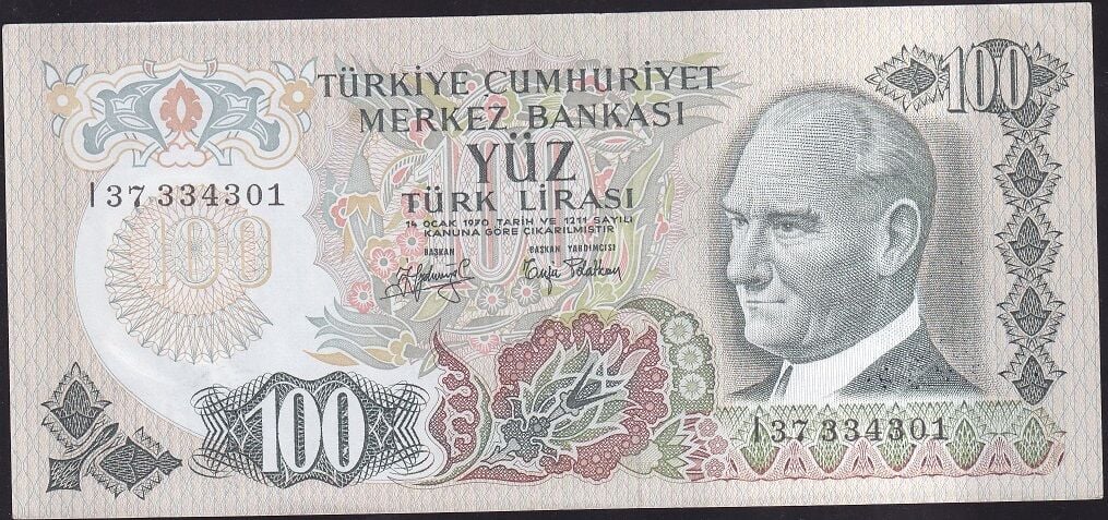 6.Emisyon 2.Tertip 100 Lira I37 334301 Çilaltı